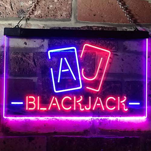 Poker Blackjack Dual LED Neon Light Sign